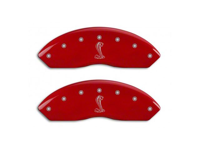 MGP Brake Caliper Covers with Tiffany Snake Logo; Red; Front and Rear (94-04 Mustang Cobra)