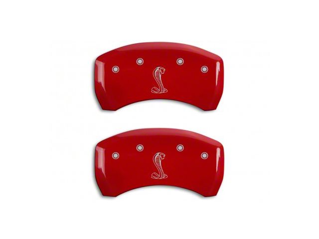 MGP Brake Caliper Covers with Tiffany Snake Logo; Red; Rear Only (07-14 Mustang GT500)