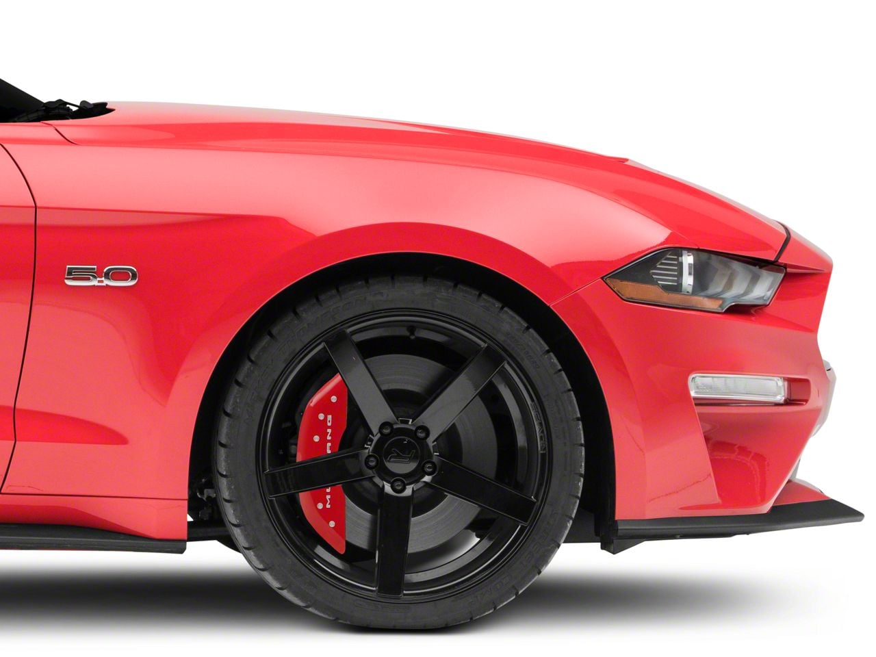 MGP Mustang Red Caliper Covers with Tri-Bar Pony Logo; Front and