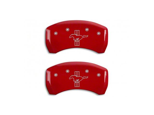 MGP Brake Caliper Covers with Tri-Bar Pony Logo; Red; Rear Only (12-13 Mustang BOSS 302)