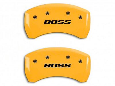 MGP Brake Caliper Covers with BOSS Logo; Yellow; Rear Only (12-13 Mustang BOSS 302)