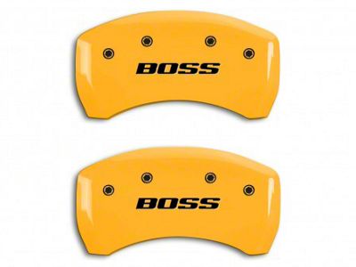 MGP Brake Caliper Covers with BOSS Logo; Yellow; Rear Only (12-13 Mustang BOSS 302)