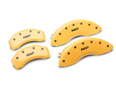 MGP Brake Caliper Covers with MGP Logo; Yellow; Front and Rear (05-09 Mustang GT, V6)