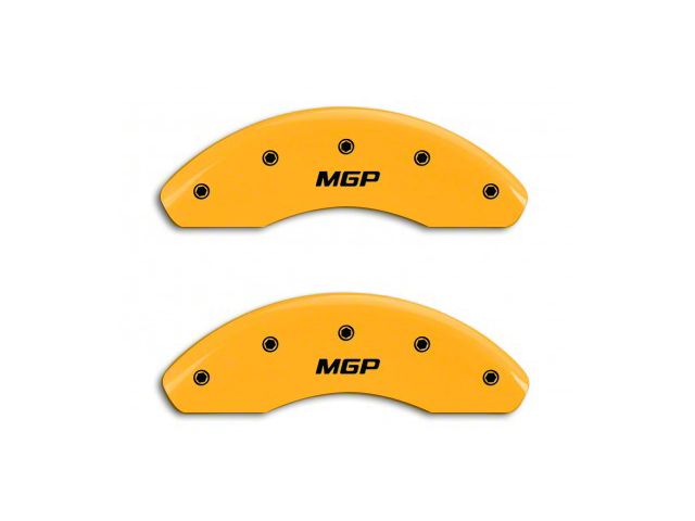 MGP Brake Caliper Covers with MGP Logo; Yellow; Front and Rear (94-98 Mustang GT, V6)