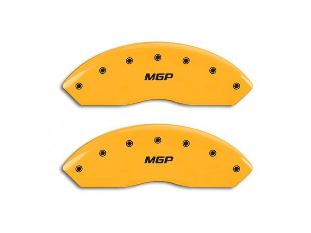 MGP Brake Caliper Covers with MGP Logo; Yellow; Front and Rear (99-04 Mustang GT, V6)