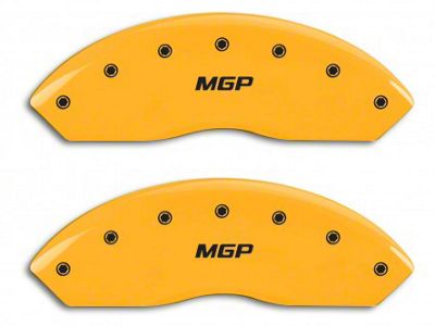 MGP Yellow Caliper Covers with MGP Logo; Front and Rear (99-04 Mustang GT, V6)