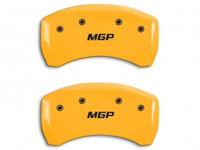 MGP Yellow Caliper Covers with MGP Logo; Rear Only (05-14 Mustang GT, BOSS 302, GT500)