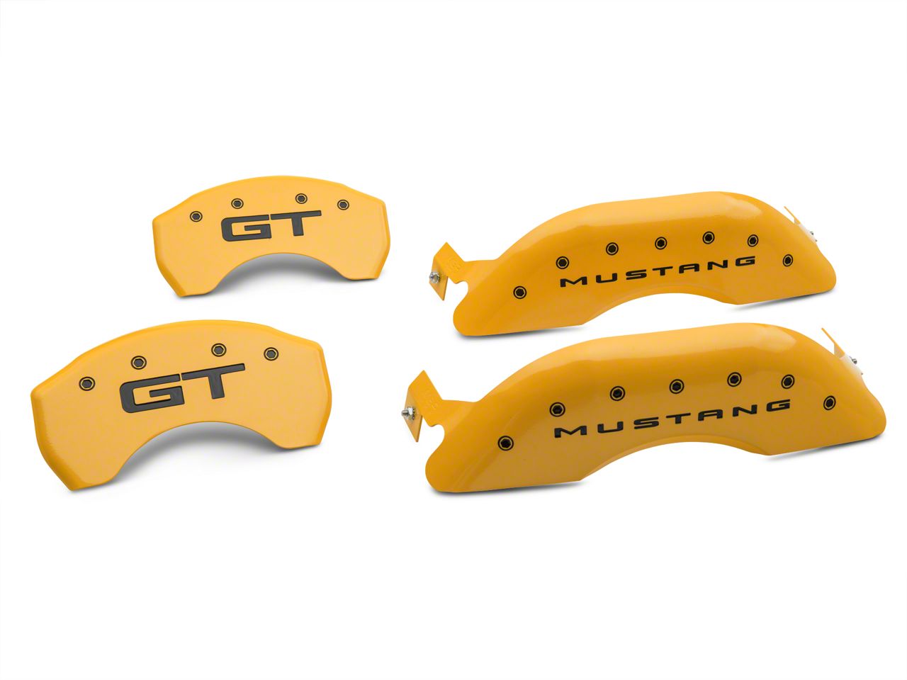 MGP Mustang Yellow Caliper Covers with GT Logo; Front and Rear