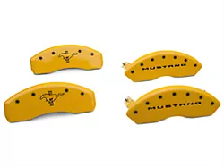 MGP Yellow Caliper Covers with Tri-Bar Pony Logo; Front and Rear (15-23 Mustang EcoBoost w/o Performance Pack, V6)