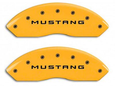 MGP Brake Caliper Covers with 3.7 Logo; Yellow; Front and Rear (11-14 Mustang V6)