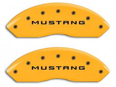 MGP Yellow Caliper Covers with 3.7 Logo; Front and Rear (11-14 Mustang V6)