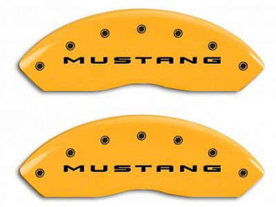 MGP Brake Caliper Covers with 3.7 Logo; Yellow; Front and Rear (15-17 Mustang V6)