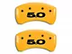 MGP Brake Caliper Covers with 5.0 Logo; Yellow; Front and Rear (10-14 Mustang GT w/o Performance Pack)