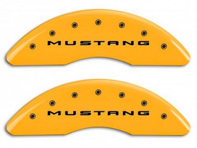MGP Brake Caliper Covers with 5.0 Logo; Yellow; Front and Rear (15-23 Mustang GT w/ Performance Pack)