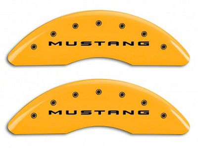 MGP Brake Caliper Covers with 5.0 Logo; Yellow; Front and Rear (15-23 Mustang GT w/o Performance Pack)