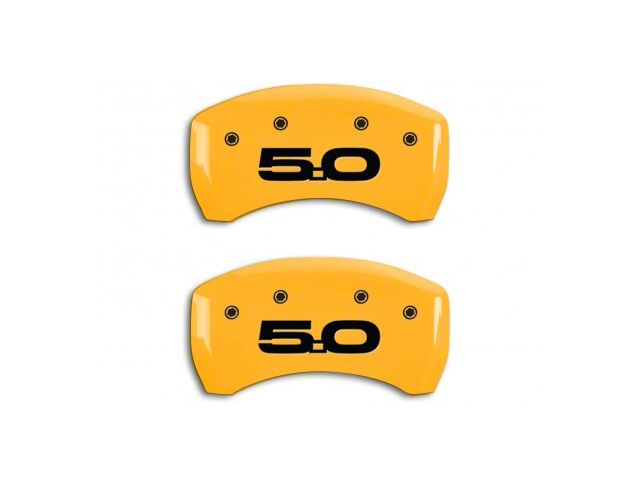 MGP Brake Caliper Covers with 5.0 Logo; Yellow; Rear Only (15-23 Mustang GT w/ Performance Pack)