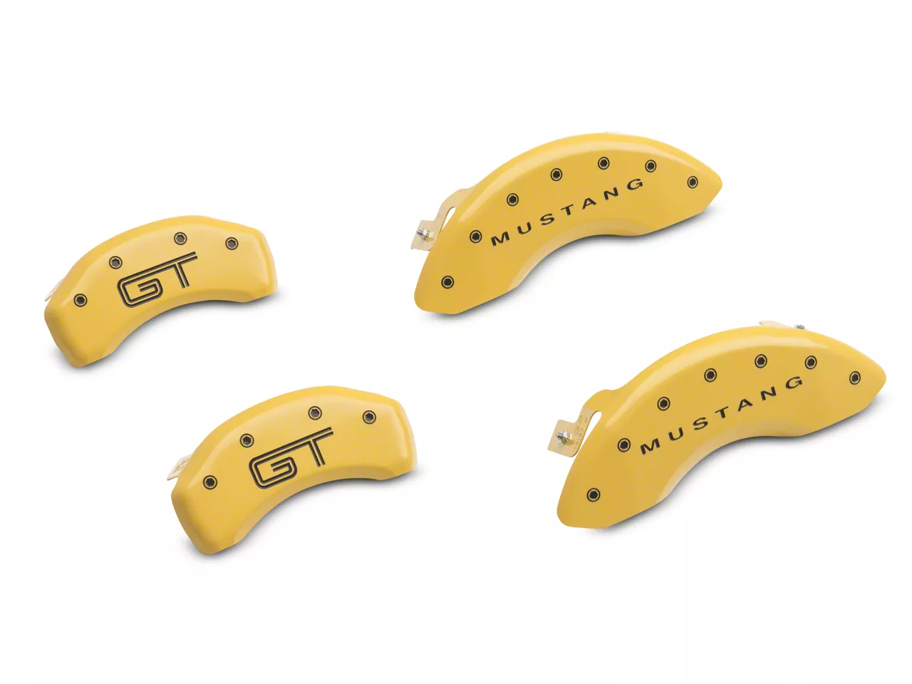 MGP Mustang Yellow Caliper Covers with GT Logo; Front and Rear