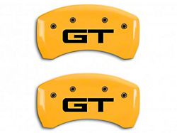 MGP Brake Caliper Covers with GT Logo; Yellow; Rear Only (15-23 Mustang GT w/ Performance Pack)