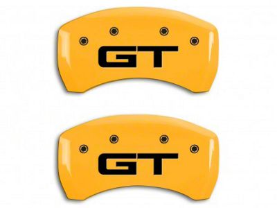 MGP Yellow Caliper Covers with GT Logo; Rear Only (15-23 Mustang GT w/ Performance Pack)