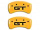 MGP Brake Caliper Covers with GT Logo; Yellow; Rear Only (15-23 Mustang GT w/ Performance Pack)
