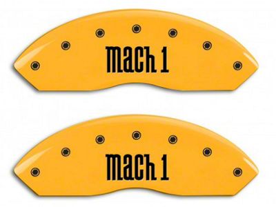MGP Yellow Caliper Covers with Mach 1 Logo; Front and Rear (03-04 Mustang Mach 1)