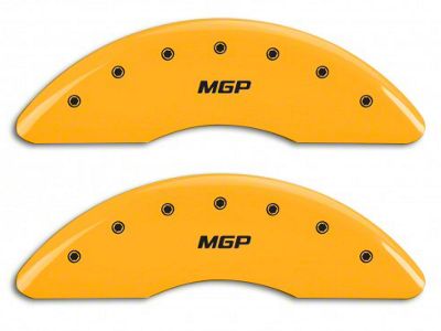 MGP Brake Caliper Covers with MGP Logo; Yellow; Front and Rear (15-23 Mustang GT w/ Performance Pack)