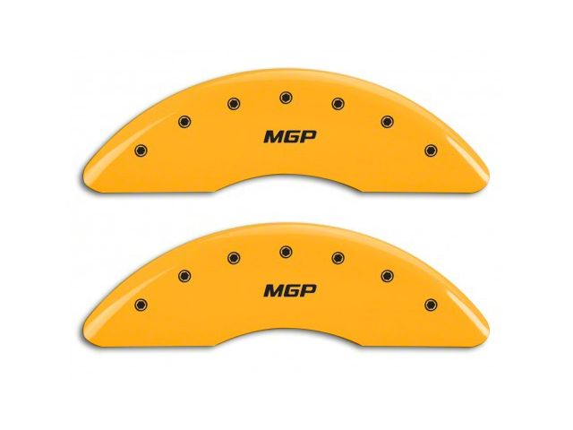 MGP Brake Caliper Covers with MGP Logo; Yellow; Front and Rear (15-23 Mustang GT w/ Performance Pack)