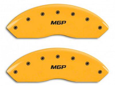 MGP Brake Caliper Covers with MGP Logo; Yellow; Front and Rear (15-23 Mustang EcoBoost w/o Performance Pack, V6)