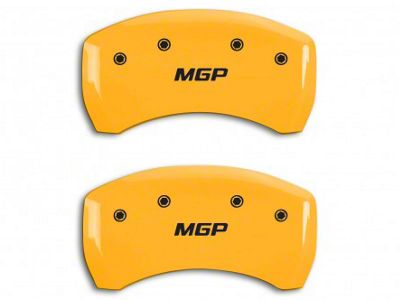 MGP Yellow Caliper Covers with MGP Logo; Rear Only (15-23 Mustang GT)