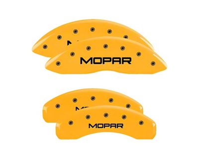 MGP Brake Caliper Covers with MOPAR Logo; Yellow; Front and Rear (08-14 Challenger SRT8; 2015 Challenger SRT 392; 15-23 Challenger Scat Pack w/ 4-Piston Front Calipers)