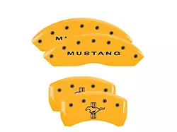 MGP Brake Caliper Covers with Pony Tri-Bar Logo; Yellow; Front and Rear (05-09 Mustang GT, V6)