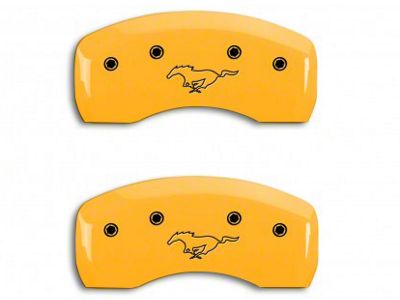 MGP Brake Caliper Covers with Running Pony Logo; Yellow; Front and Rear (94-98 Mustang GT, V6)