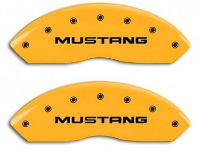 MGP Brake Caliper Covers with Running Pony Logo; Yellow; Front and Rear (99-04 Mustang GT, V6)