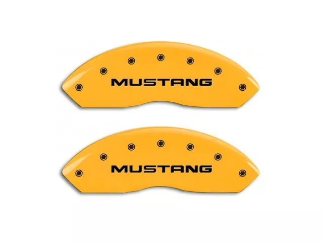 MGP Brake Caliper Covers with Running Pony Logo; Yellow; Front and Rear (99-04 Mustang GT, V6)