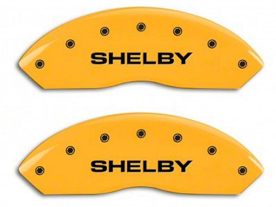 MGP Brake Caliper Covers with Shelby Snake Logo; Yellow; Front and Rear (10-14 Mustang GT w/o Performance Pack)