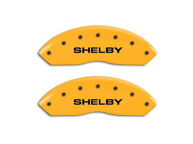 MGP Brake Caliper Covers with Shelby Snake Logo; Yellow; Front and Rear (10-14 Mustang GT w/o Performance Pack)