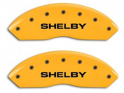 MGP Brake Caliper Covers with Shelby Snake Logo; Yellow; Front and Rear (10-14 Mustang GT w/o Performance Pack)