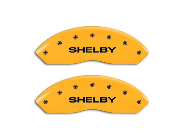MGP Brake Caliper Covers with Shelby Snake Logo; Yellow; Front and Rear (94-04 Mustang Cobra)