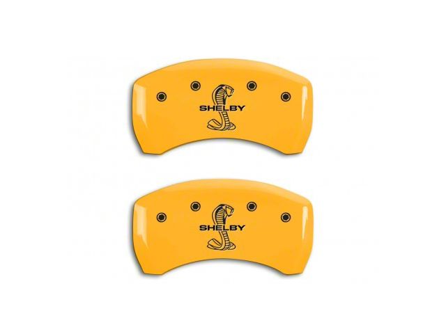 MGP Brake Caliper Covers with Shelby Snake Logo; Yellow; Rear Only (15-23 Mustang GT)