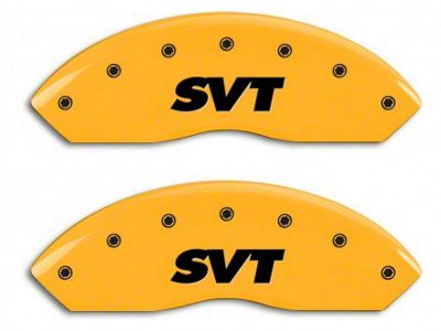 MGP Brake Caliper Covers with SVT Logo; Yellow; Front and Rear (94-04 Mustang Cobra)