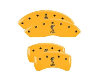 MGP Yellow Caliper Covers with Tiffany Snake Logo; Front and Rear (05-09 Mustang GT, V6)