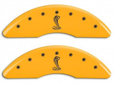 MGP Brake Caliper Covers with Tiffany Snake Logo; Yellow; Front and Rear (15-23 Mustang GT w/ Performance Pack)