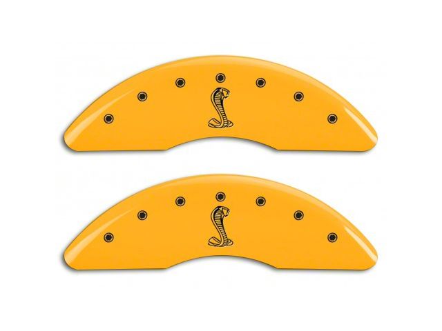 MGP Brake Caliper Covers with Tiffany Snake Logo; Yellow; Front and Rear (15-23 Mustang GT w/o Performance Pack)