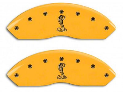 MGP Brake Caliper Covers with Tiffany Snake Logo; Yellow; Front and Rear (94-04 Mustang Cobra)