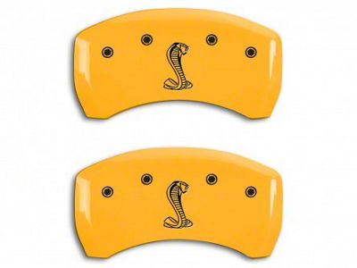 MGP Brake Caliper Covers with Tiffany Snake Logo; Yellow; Rear Only (15-23 Mustang GT)