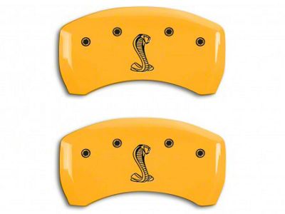 MGP Brake Caliper Covers with Tiffany Snake Logo; Yellow; Rear Only (15-23 Mustang GT)