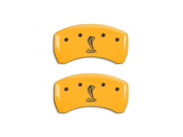 MGP Brake Caliper Covers with Tiffany Snake Logo; Yellow; Rear Only (15-23 Mustang GT)