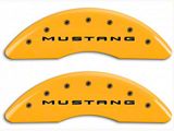 MGP Brake Caliper Covers with Tri-Bar Pony Logo; Yellow; Front and Rear (15-23 Mustang EcoBoost w/ Performance Pack)