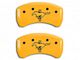 MGP Brake Caliper Covers with Tri-Bar Pony Logo; Yellow; Front and Rear (15-23 Mustang GT w/o Performance Pack)