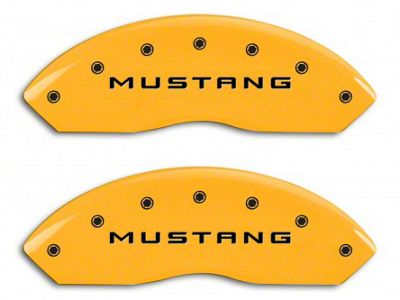 MGP Brake Caliper Covers with Tri-Bar Pony Logo; Yellow; Front and Rear (94-04 Mustang Cobra, Bullitt, Mach 1)